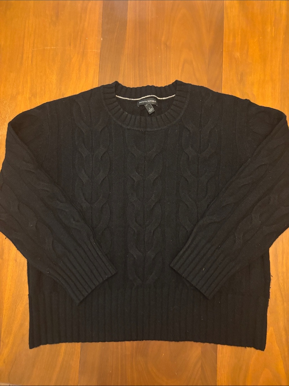 Banana Republic Black Cable Crewneck Sweater - Picture 2 of 6
